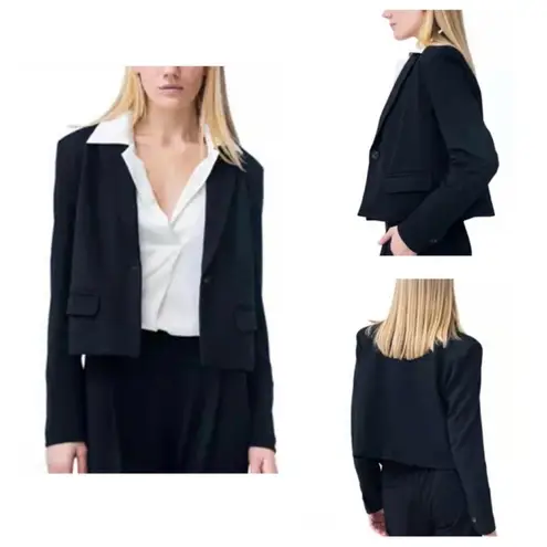 2 PC Adrienne Landau Onyx Women's Crop Blazer AND Onyx Pencil Slacks NWT Blue