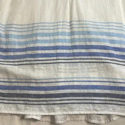 J. Jill Tunic Top Linen Blend White with Blue Stripes Accordion Pleated S Petite Size undefined