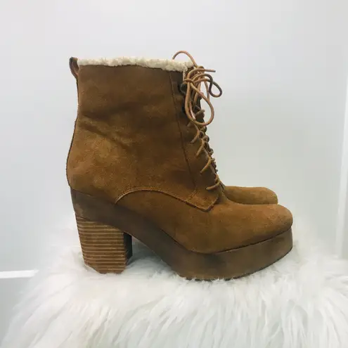 Ralph Lauren Denim Supply  Suede leather Shearling Lace-Up boots Booties size 9.