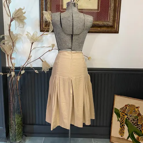 Maeve by Anthropologie Wide-Pleated Khaki Linen Blend Midi Skirt - Sz 10 ๐งก๐