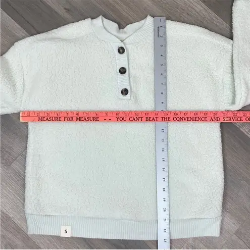 a.n.a . A New Approach Faux Sherpa Henley Pullover Sweatshirt Mint Green Small