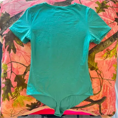 auden teal green blue fitted short sleeve bodysuit