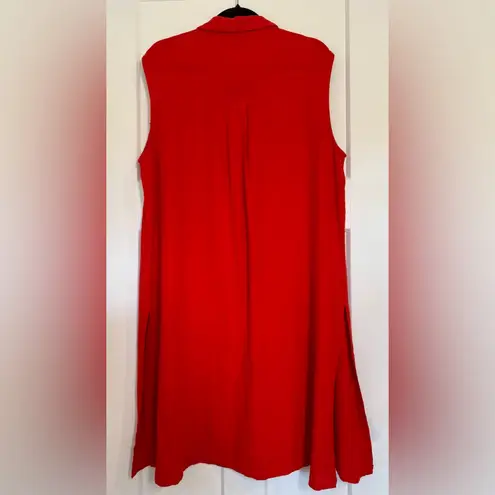 Marc New York Natural Summer Essential Linen Blend Shirt Dress Red Size L NWT