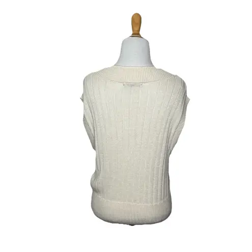 Moon & Madison Cream V neck Sweater Vest Argyle Old Money Knit Light Academia M Size M - Image 4