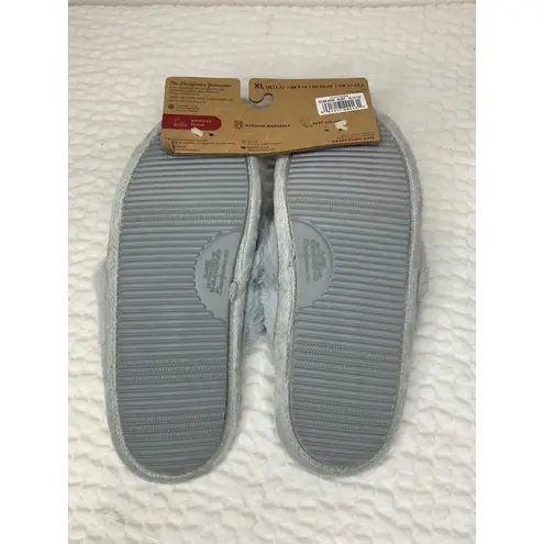 Dearfoams Women's XL 11-12 Grey Quilted Crossband Fuzzy Slippers Memory Foam