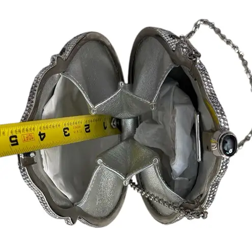 Judith Leiber Swarovski Crystal Leopard Print Chatelaine Miniaudiere Evening Bag Silver