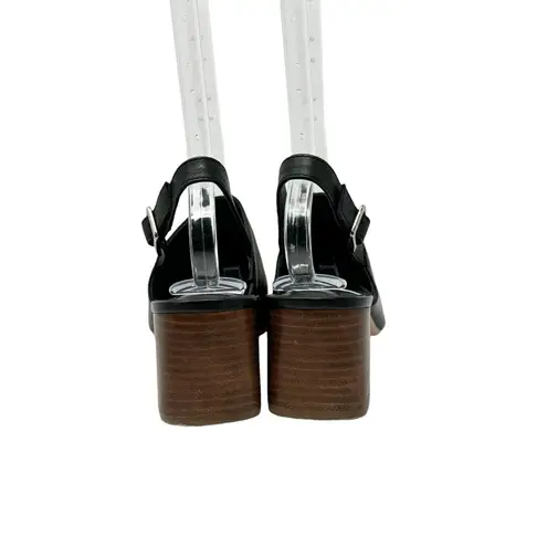 Sole Society Shawde Leather Peep Toe Block Heel Casual Sandals Black Size 9