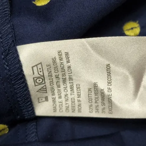 36.5 Lemon Way Navy Poplin Embroidered Polka Dot Button Down Size Small