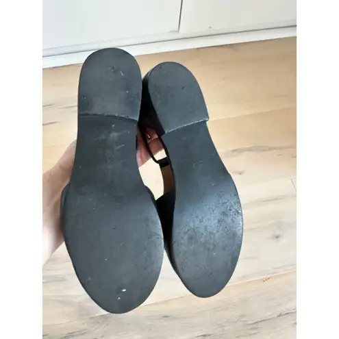 Fortress of Inca Womens Flat Sandals Leia T strap Black Peep toe Size 8