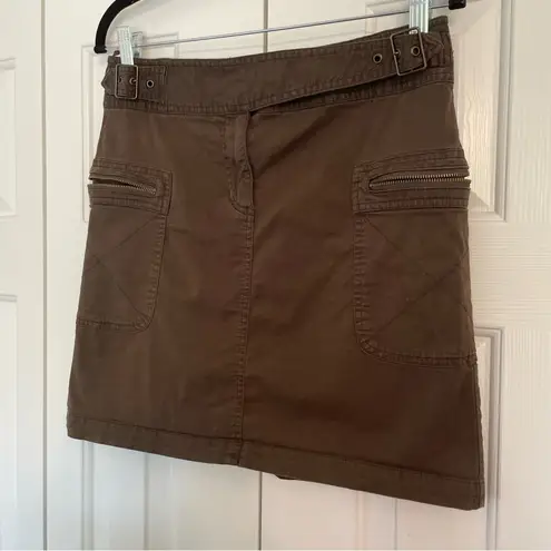INC Vtg Y2K Cargo Zip Mini Skirt Sz Medium Dark Olive Green
