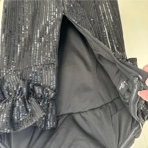 Anna Grace Lizard Thicket Black Sequin Ruffled Strapless Mini Dress Size Medium