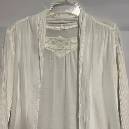 Promod White Gauzy Open Front Cardigan Size Small