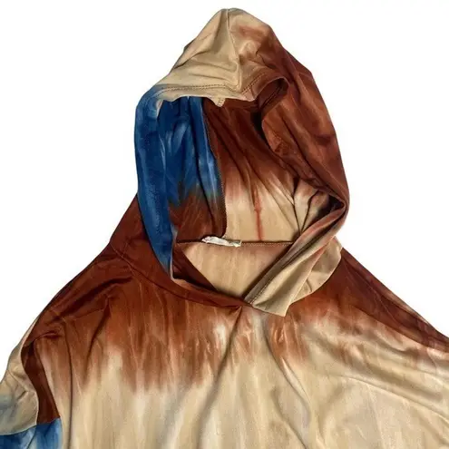 Blumin Unisex Tie Dye Long Sleeve Hippie Boho Kangaroo Pocket Hoodie Medium Blue