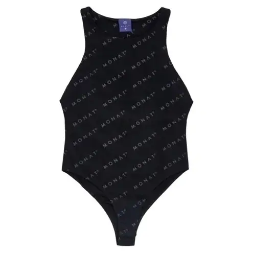 Monat Black High Neck All Over Print Sleeveless Bodysuit Size M