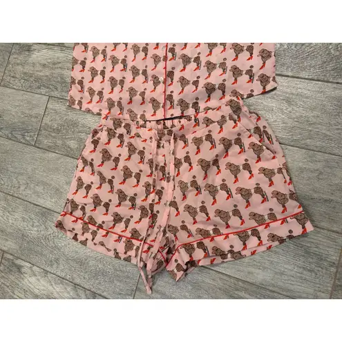 Bouffants and Broken Hearts Poodle Dog Heels Shorts Pajama Set Medium PJs Pink