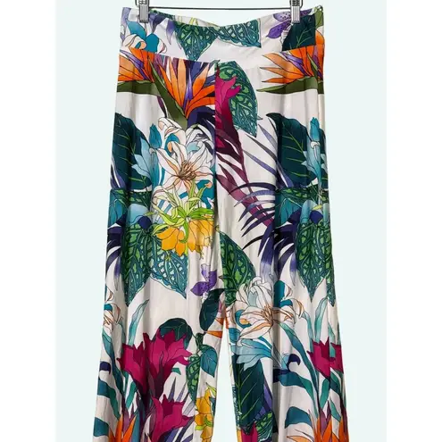 Trina Turk  Amazonia Roll-Top Coverup Pull on Tropical Floral Pants Medium