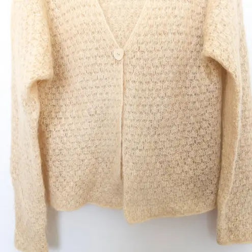 VTG Casual Corner Womens Handmade Cardigan Size L Mohair 90s Coquette Cottage Tan Size L