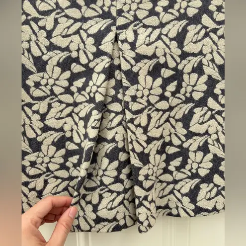 Boden Wool Blend Mini Skirt Women's 10R Gray Cream Floral Pleated Front Lined Size 10