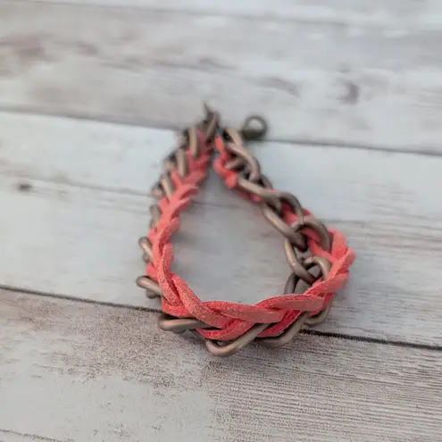 Coral Tone & Dark Brass Tone Bracelet