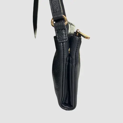 Michael Kors Jet Set Travel Crossbody Black Pebbled Leather Gold MK Logo