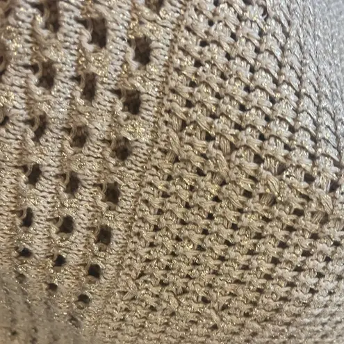 Chico's  Gold Crochet Knit Dress Sleeveless Knee Length Womens Size Small