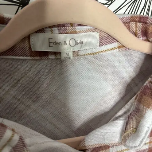 Eden & Olivia Plaid Button-Front Long Sleeve Roll Tab Shirt Women's Size: Medium
