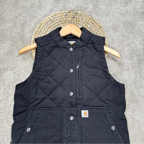 Carhartt  Rugged Flex Canvas Insulated Rib Collar Vest Button Zip Black Size XS