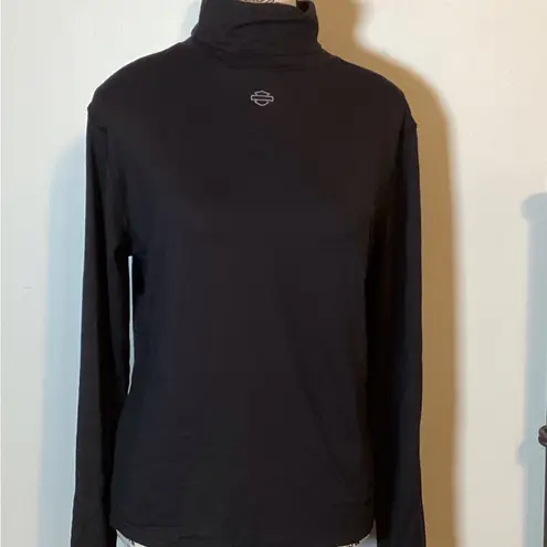 Harley Davidson Ladies Turtleneck EMBROIDERED LOGO Top Size S perfect layer. Black