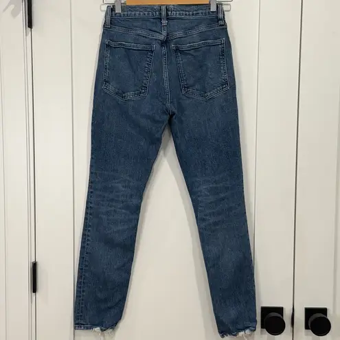 AGOLDE  Willow Mid Rise Slim Crop Jeans Straight Leg Raw Hem Size 25 Minimal Chic