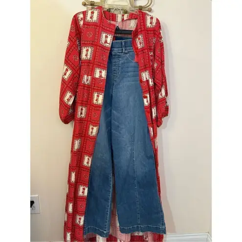 Vintage Handmade Holly Hobby Patchwork Button Front Prairie Maxi Dress S/M Red