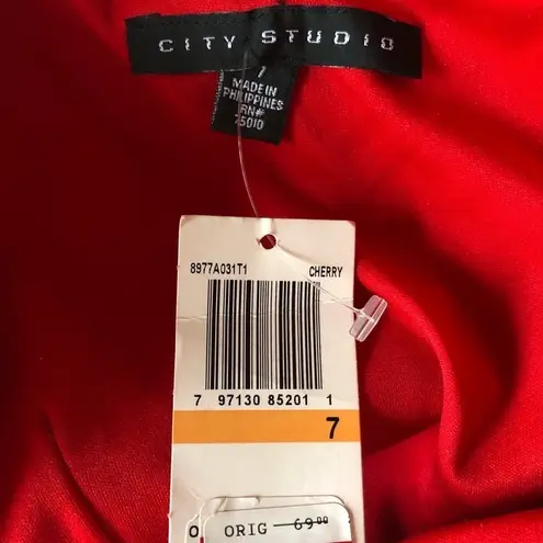City Studio One Shoulder Belted Dress Red Junior Size 7 NEW