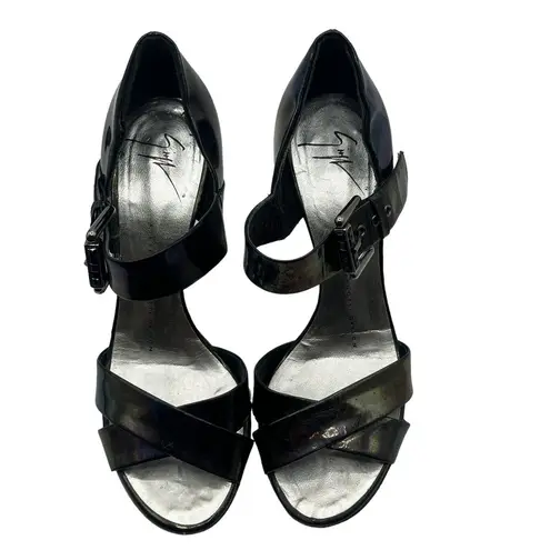 Giuseppe Zanotti Iridescent Peep Toe Sandals Women’s Size 36.5 Ankle Strap Heels