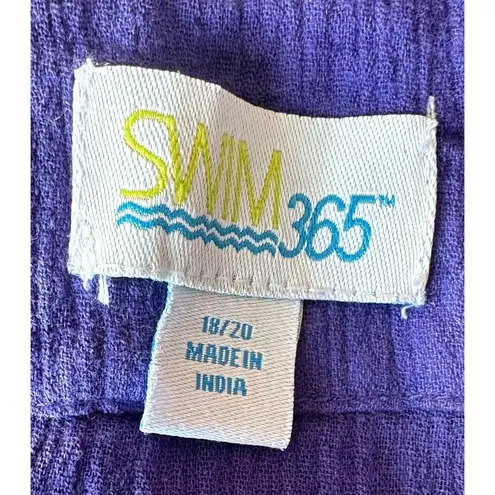 Swim 365 Button Front Cover Up Sz 18 20 Sapphire Blue Gauze Patio Dress…