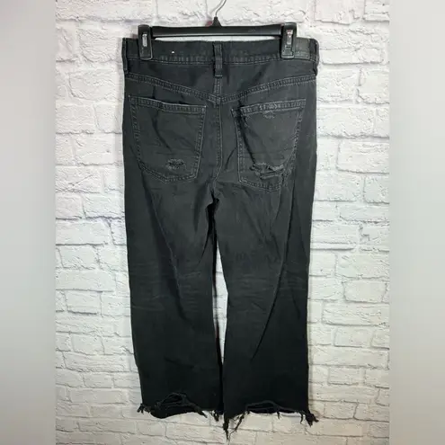 American Eagle  black distressed jeans Low rise Baggy Flare women size 6 short