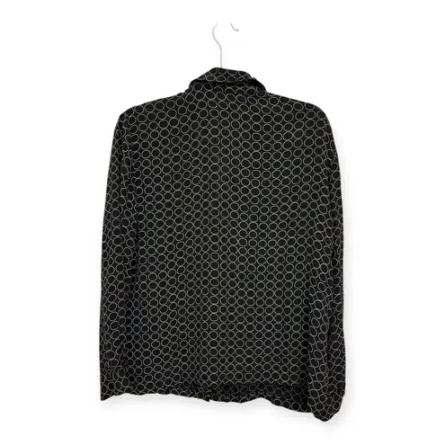 Josephine Chaus Black Gold Geometric Button Down Shirt | Petite S Retro Mod 90s