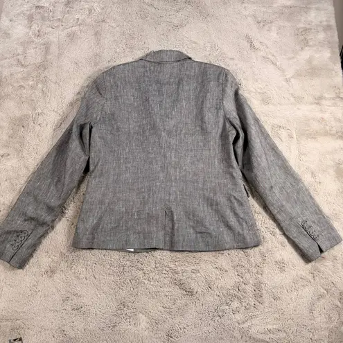 Promod Women's Linen Blazer 12 Gray Business Career Jacket Office Professional