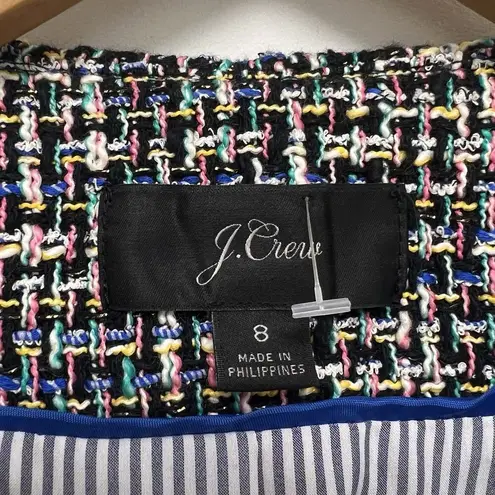 J. Crew Lady Metallic Tweed Jacket Blazer Black Rainbow Multi Fringe Women’s 8