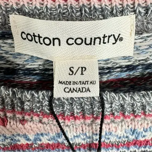 Cotton Country Lainey Jacquard Pullover in Pink Pear Crewneck Fair Isle Sweater