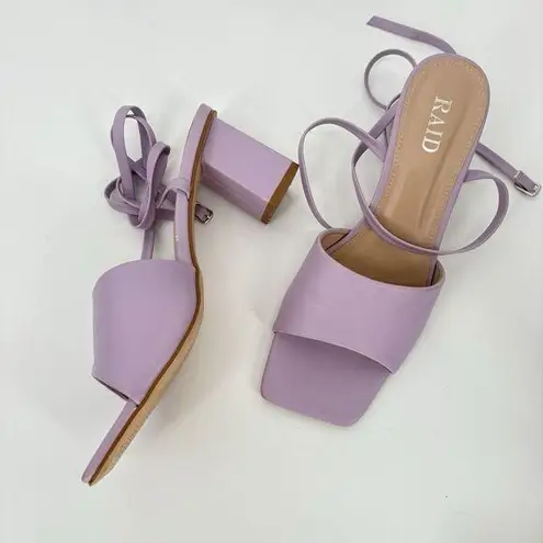 Asos Raid Naya Tie Ankle Mid Heeled Sandals In Lilac US 7 Purple