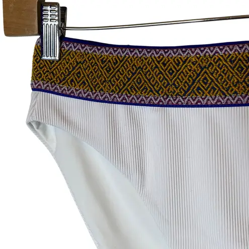 Elysiian Bali High Waisted Embroidered Bikini Bottom in White size Small - Image 2
