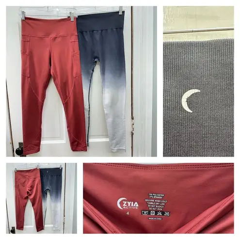 Zyia 2 Active athletic leggings pockets terracotta black ombre women's 4 & small