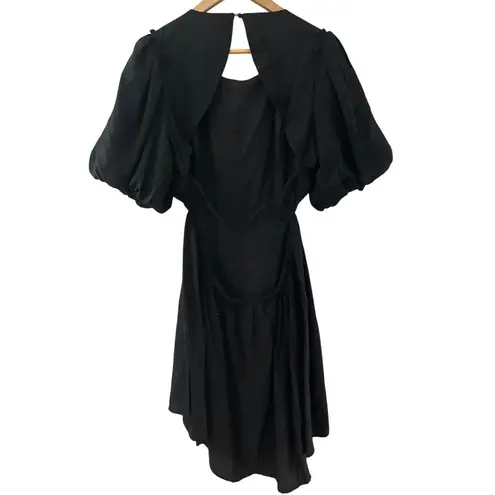 Moon River Black Bubble Sleeve Back Cutout Mini Dress Size Large