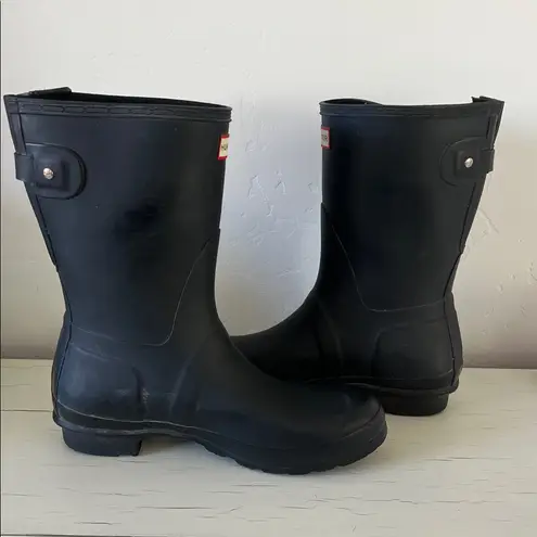 Hunter  Original Short Back Adjustable Rain Boots Black Women’s Size 10