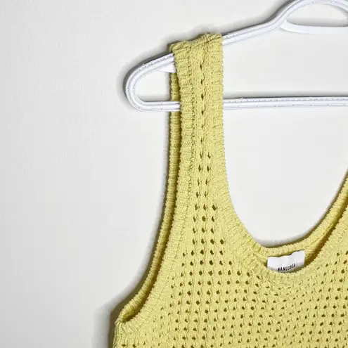 Nanushka Tula cotton linen crochet knit tank top in acid yellow color size S