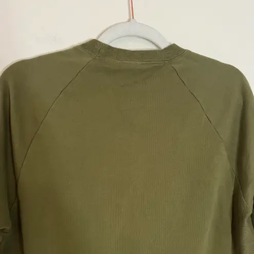 Thirdlove Weekend Terry Crewneck Cotton Knit Relaxed Sweatshirt Olive Green