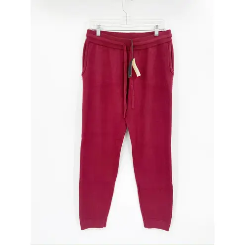 Monrow Supersoft Sweater Knit Cuffed Joggers in Rhubarb Red Size S NWT