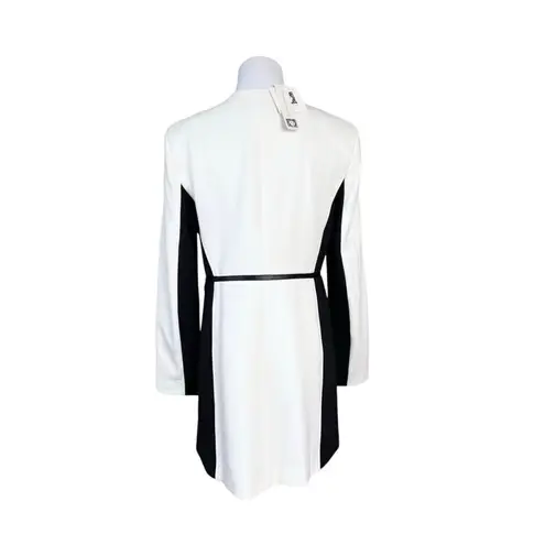 Anne Klein Anne‎ Klein Cream Black Lilly White Colorblock Long Trench Coat Sz XS NWT