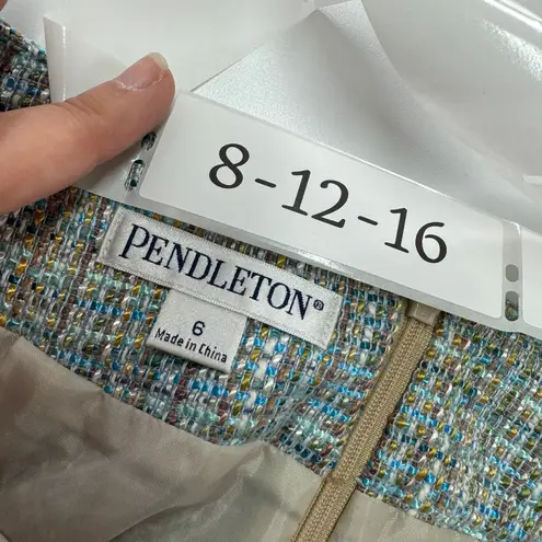 Pendleton Skirt Womens 6 Blue Tweed Knit Pencil Knee Length Vintage