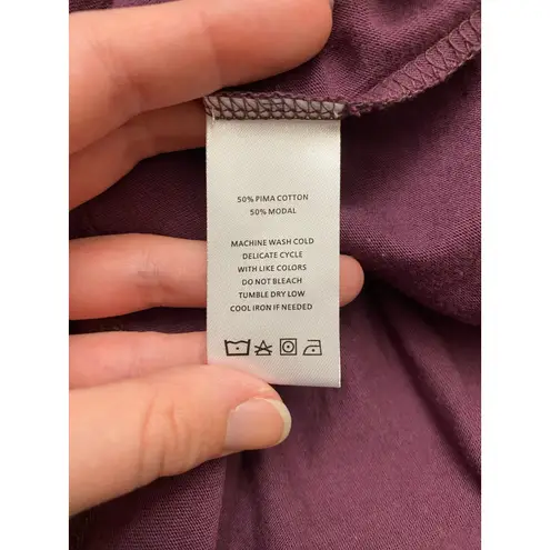 Lilla P Round Neck Peplum Blouse Womens Size Medium Purple Casual