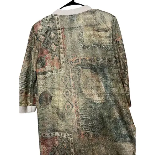 R & M Richards Vintage By Karen Kwong Green Multicolor Duster